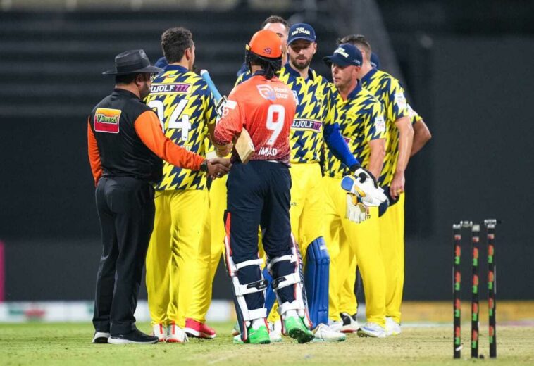 Team Abu Dhabi vs Delhi Bulls encounter ends in exciting stalemate to lit up Abu Dhabi T10